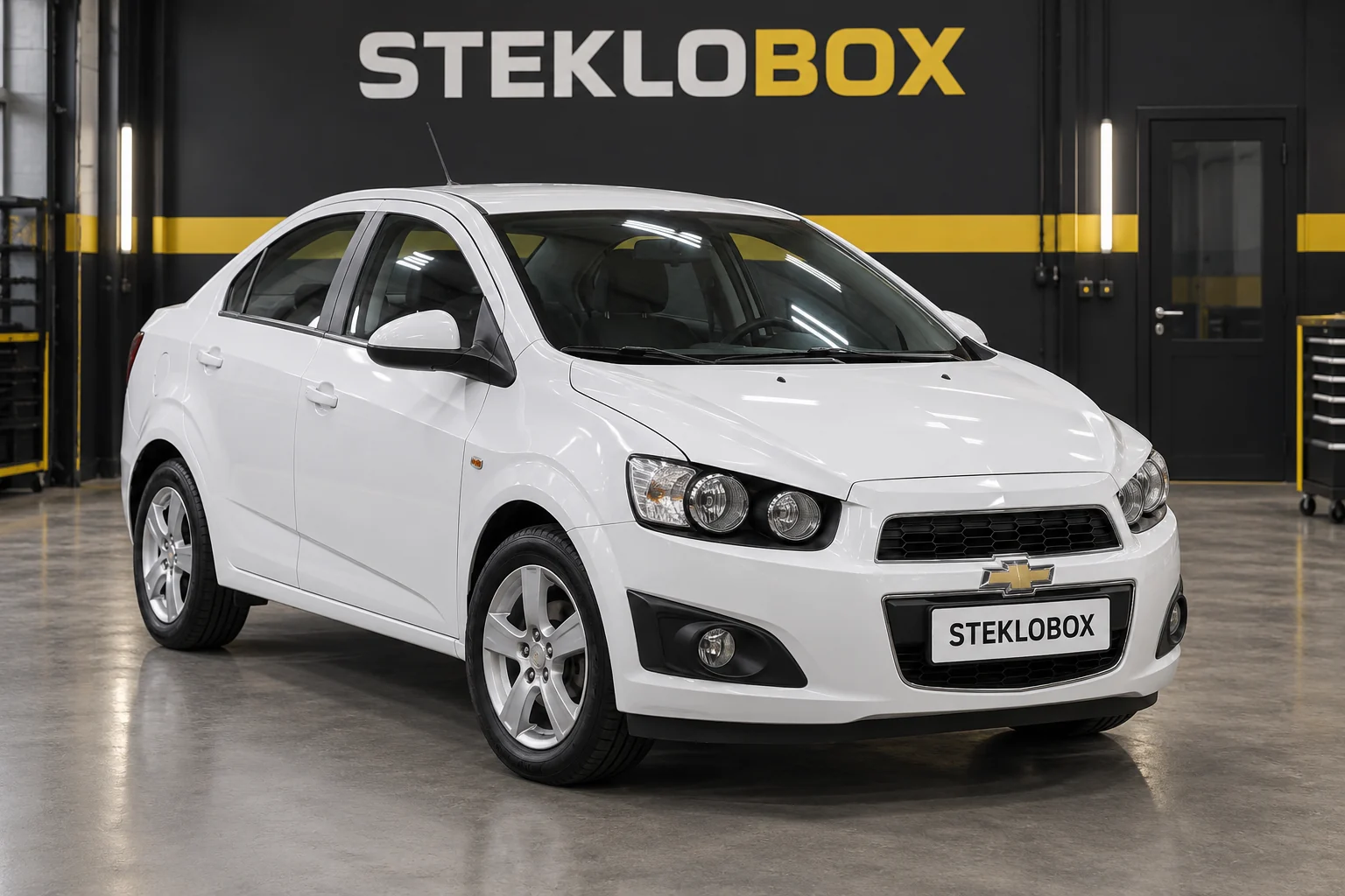 Chevrolet Aveo T300 в установочном центре STEKLOBOX