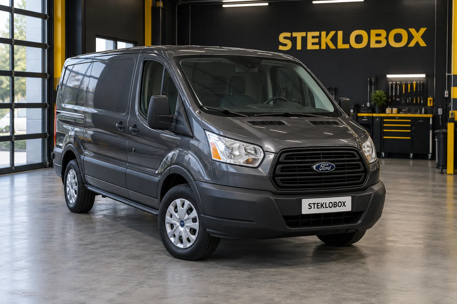 Ford Transit 2014– низкая крыша в установочном центре STEKLOBOX