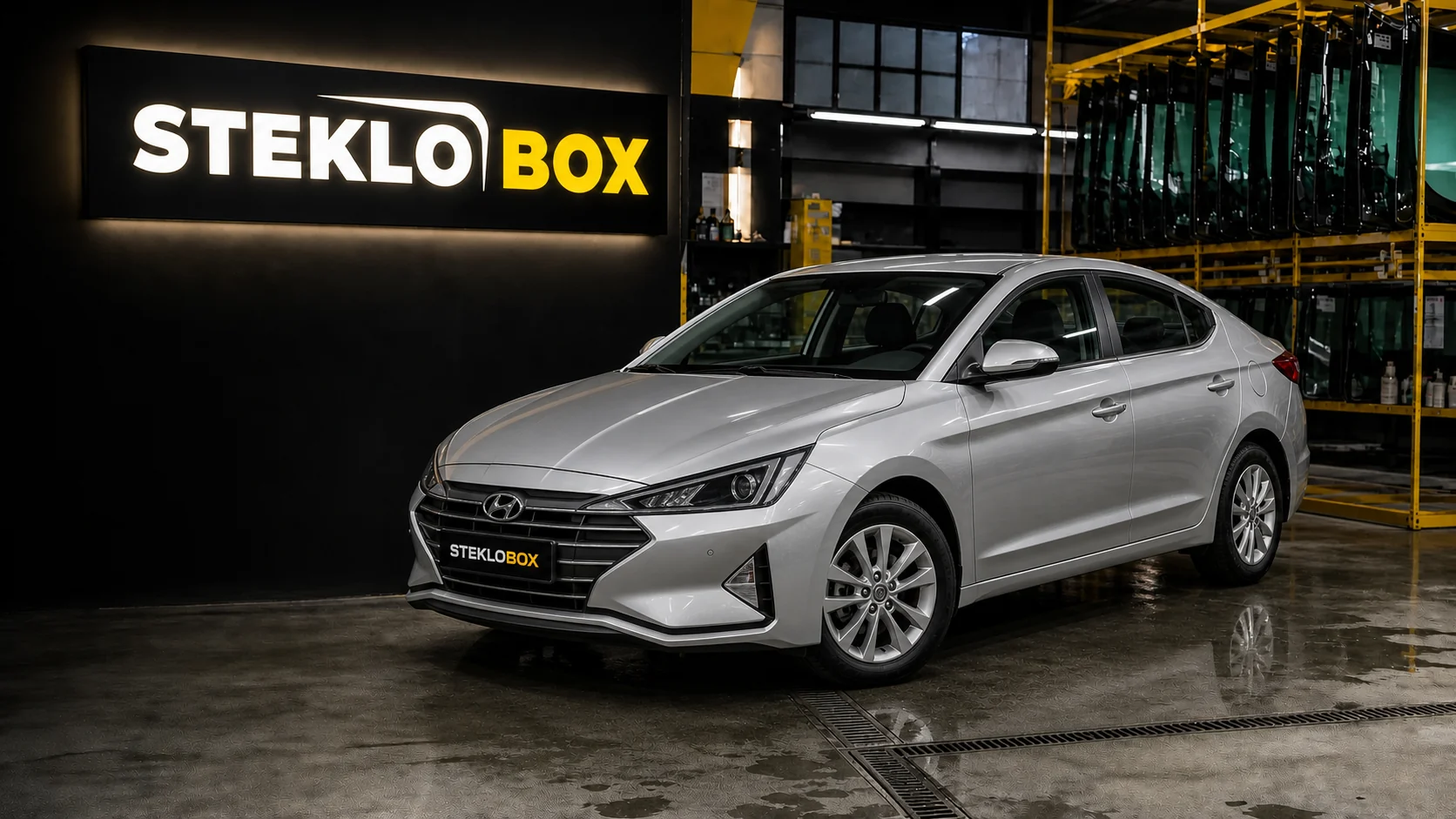 Hyundai Elantra VI в установочном центре STEKLOBOX