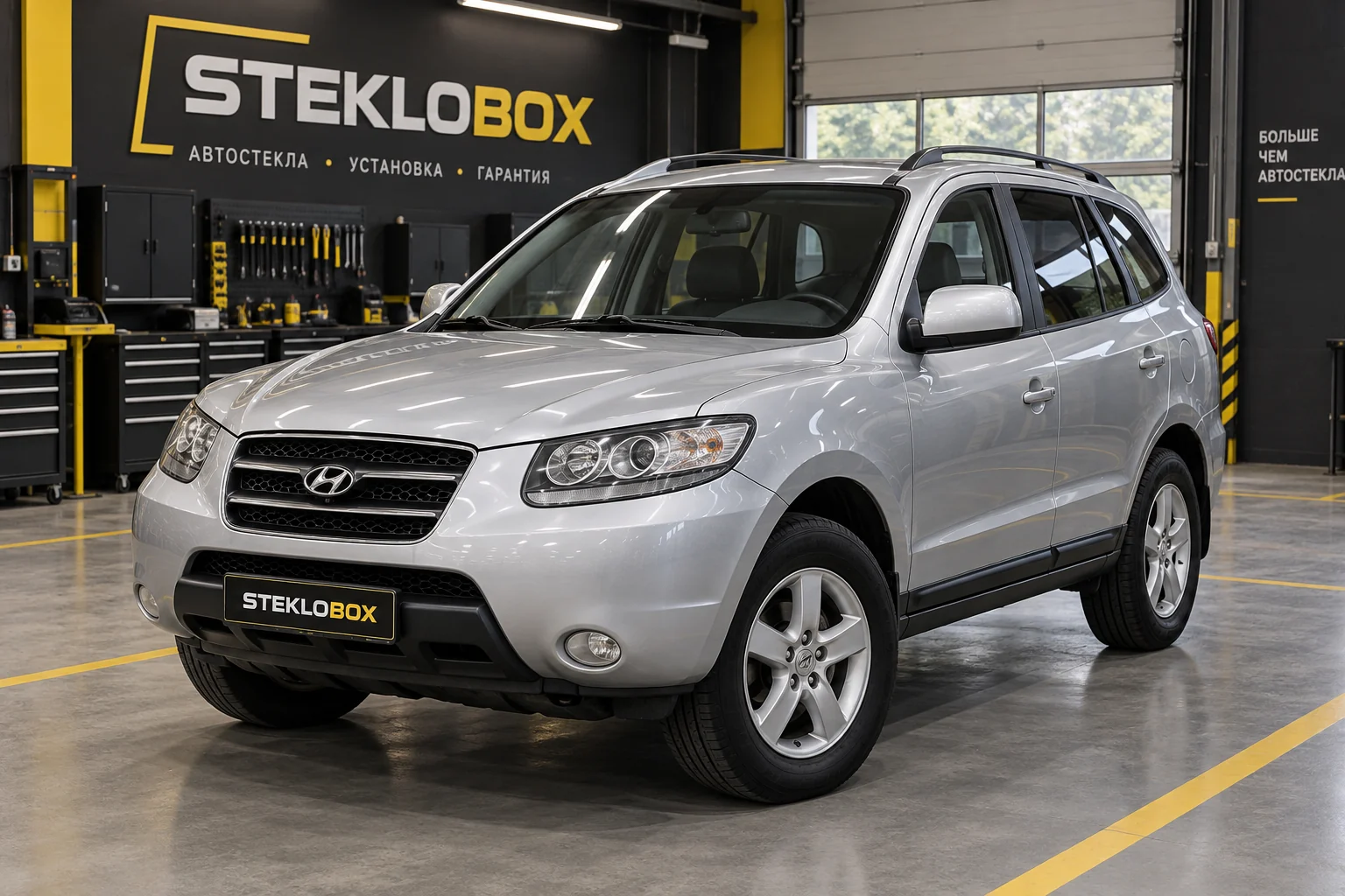 Hyundai Santa Fe II в установочном центре STEKLOBOX