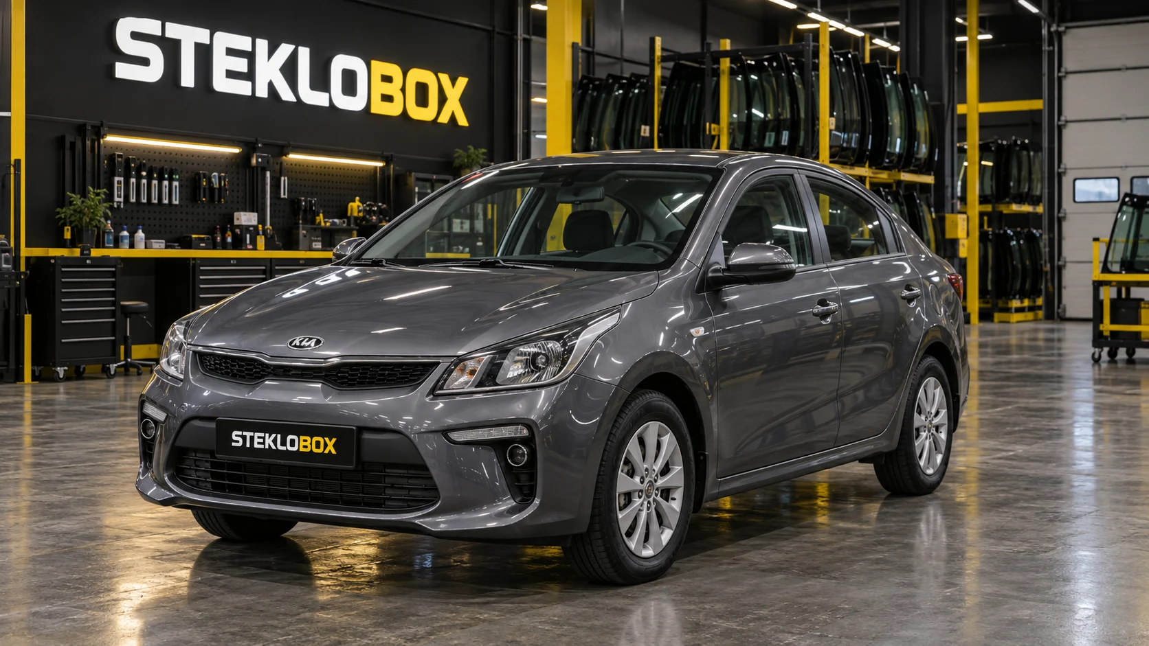 Kia Rio IV в установочном центре STEKLOBOX