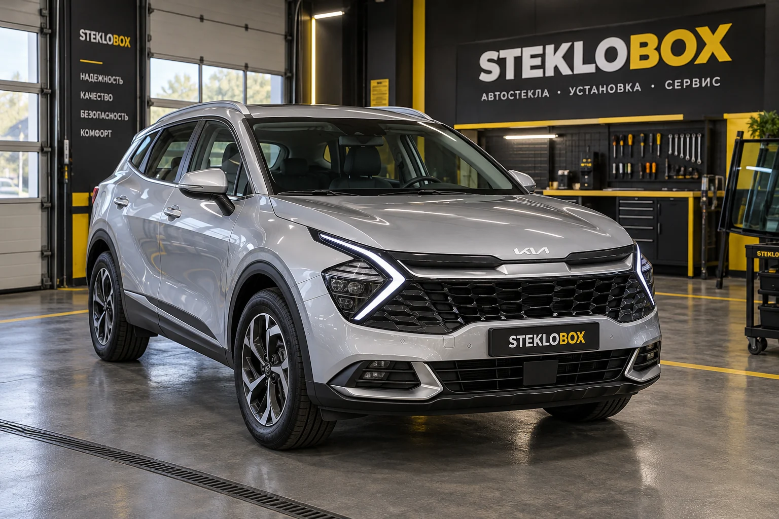 Kia Sportage V в установочном центре STEKLOBOX