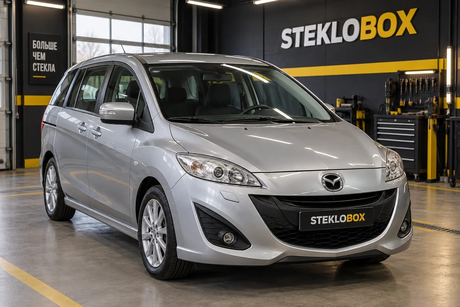 Mazda 5 II CW в установочном центре STEKLOBOX