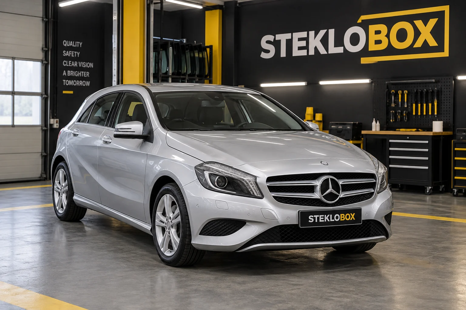 Mercedes-Benz A-Class W176 III в установочном центре STEKLOBOX