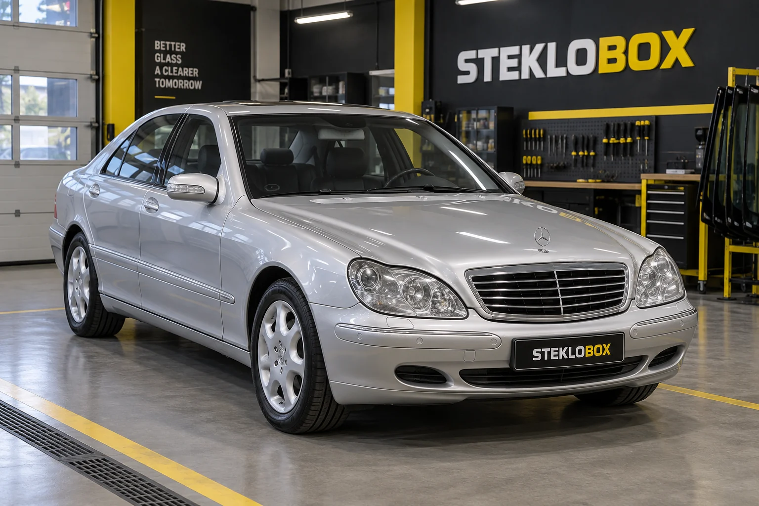 Mercedes-Benz S-Class W220 IV в установочном центре STEKLOBOX