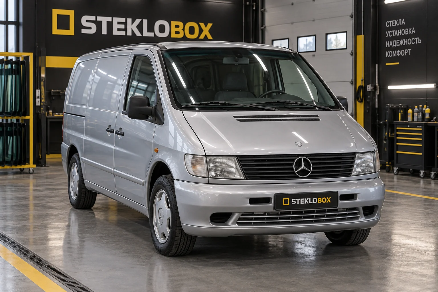 Mercedes-Benz Vito I W638 в установочном центре STEKLOBOX