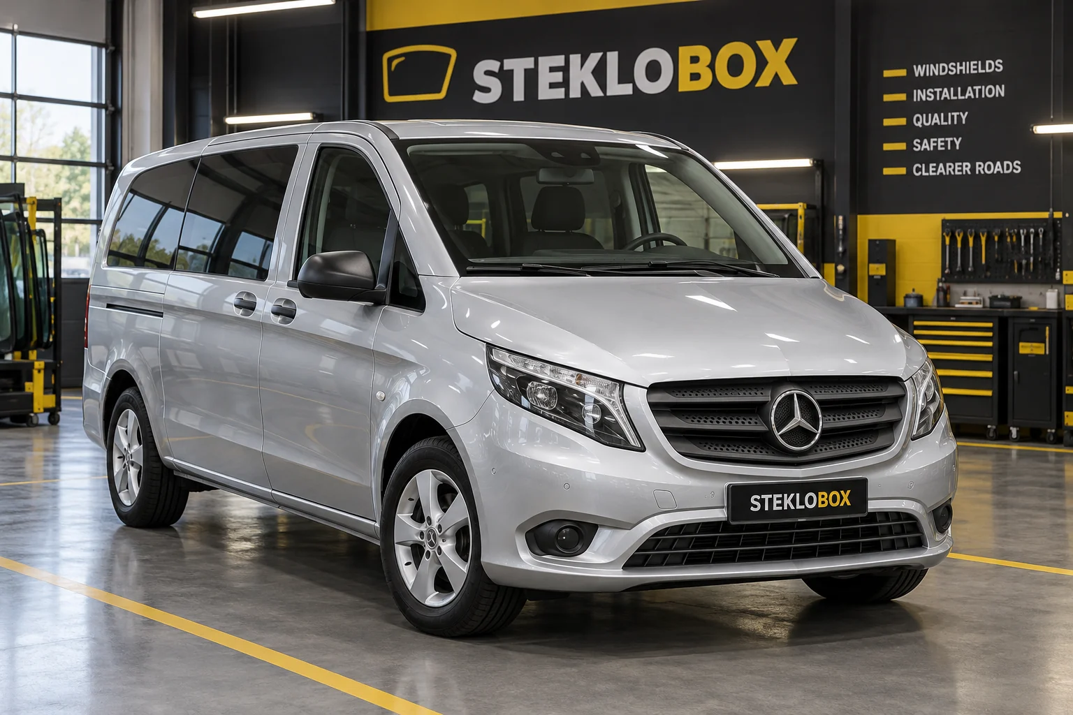 Mercedes-Benz Vito III W447 в установочном центре STEKLOBOX