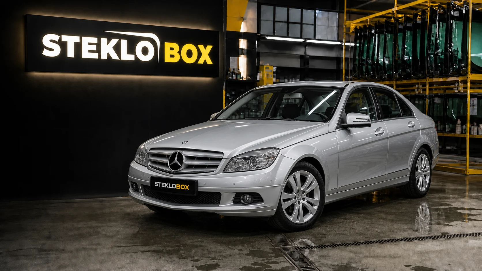 Mercedes-Benz C-Class W204 в установочном центре STEKLOBOX