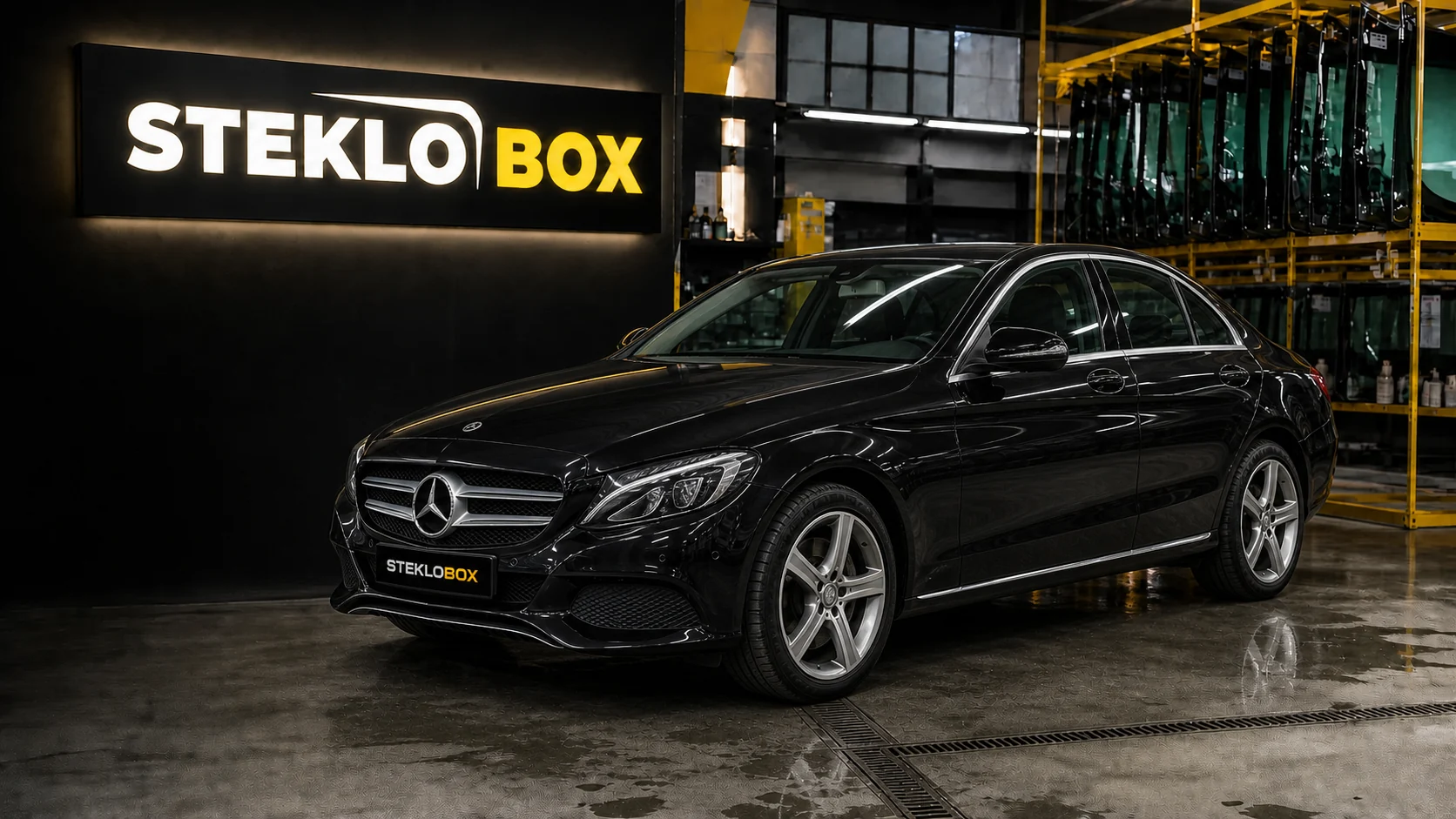 Mercedes-Benz C-Class W205 в установочном центре STEKLOBOX