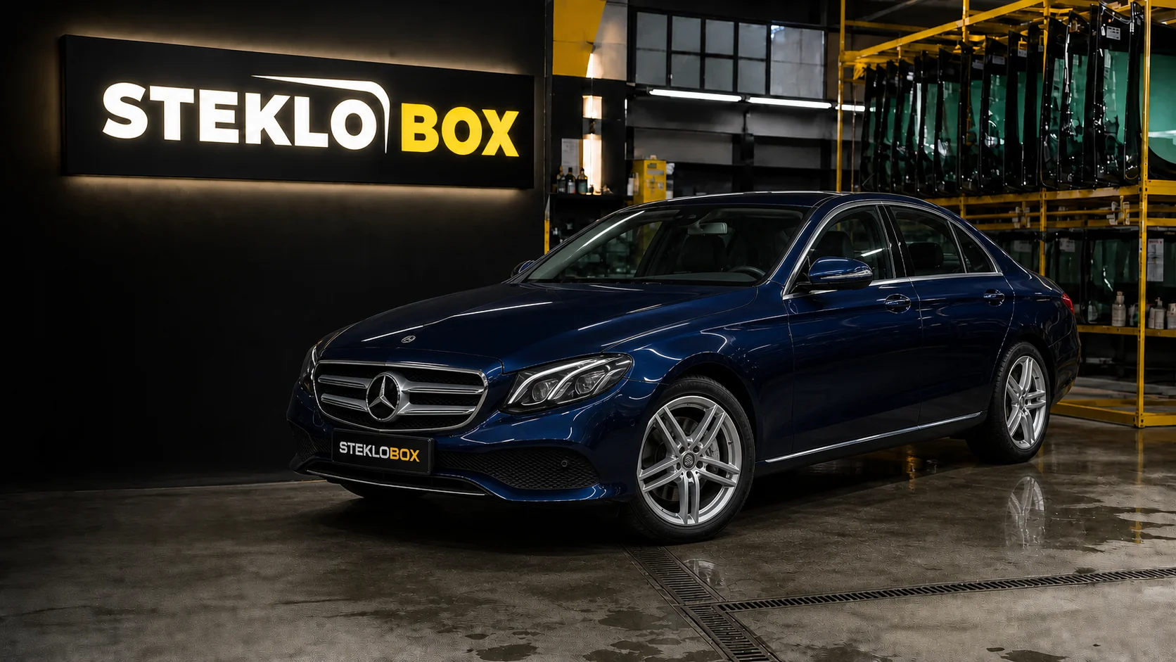 Mercedes-Benz E-Class W213 в установочном центре STEKLOBOX