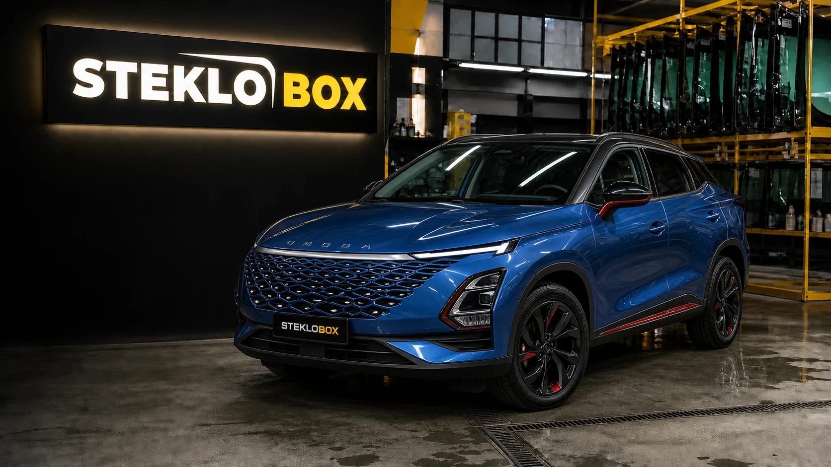 Omoda C5 в установочном центре STEKLOBOX