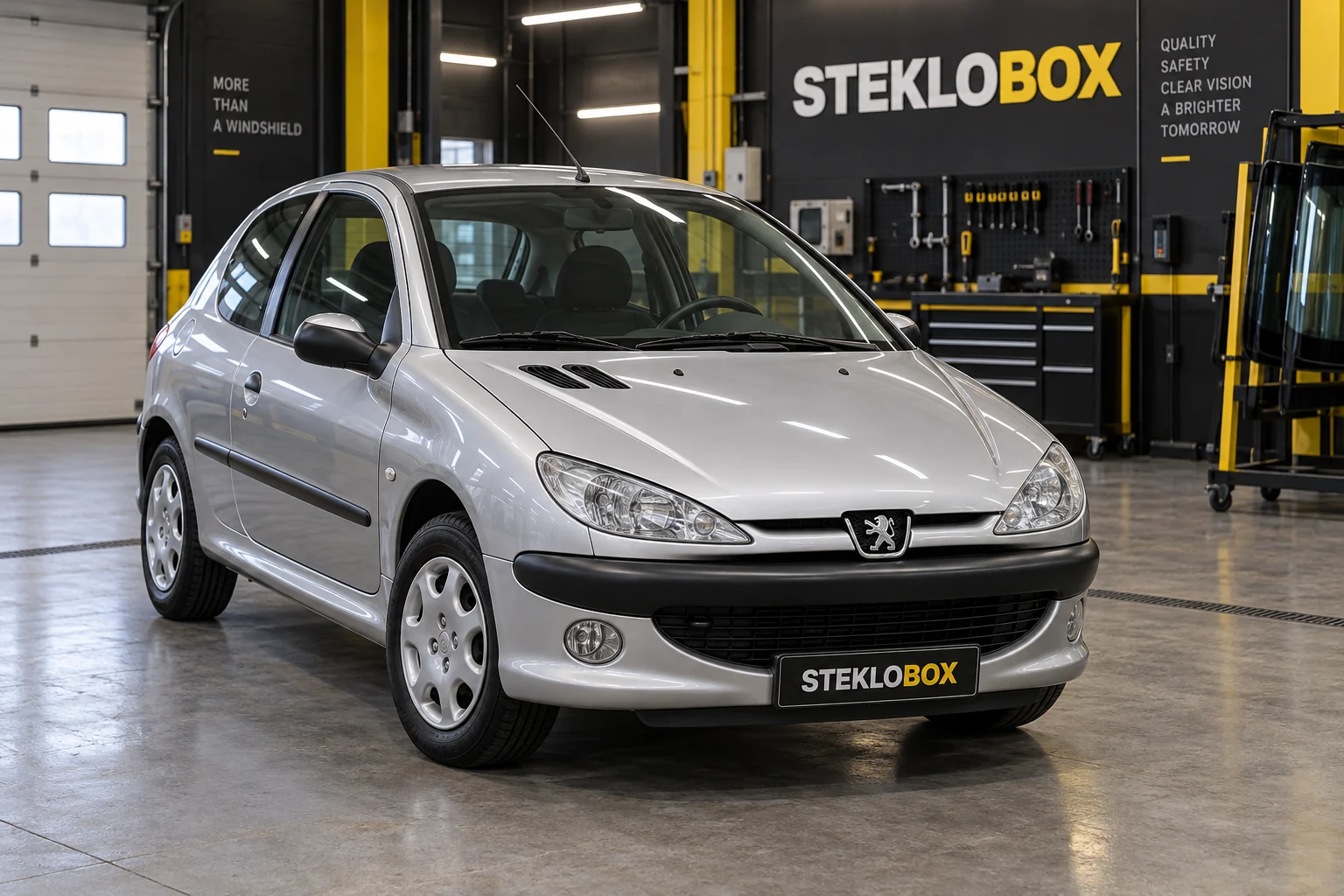Peugeot 206 в установочном центре STEKLOBOX
