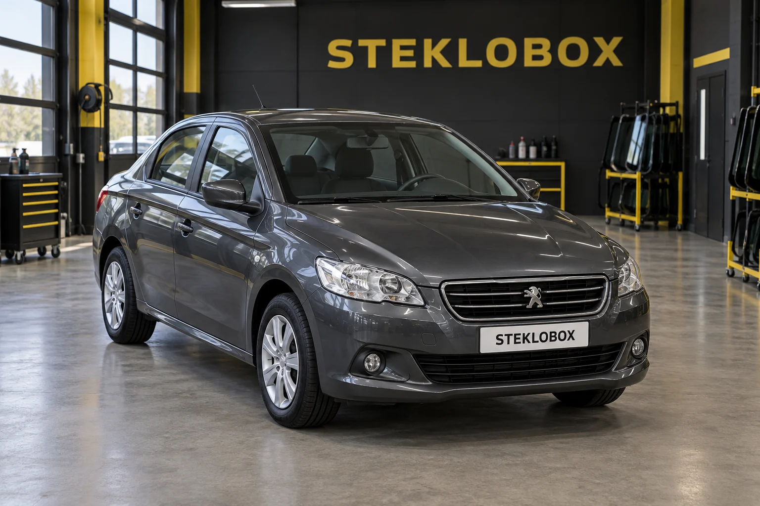 Peugeot 301 в установочном центре STEKLOBOX