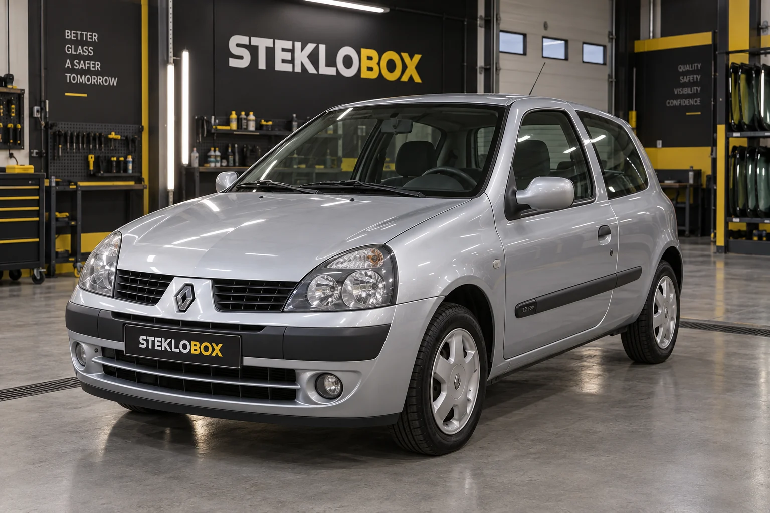 Renault Clio II в установочном центре STEKLOBOX