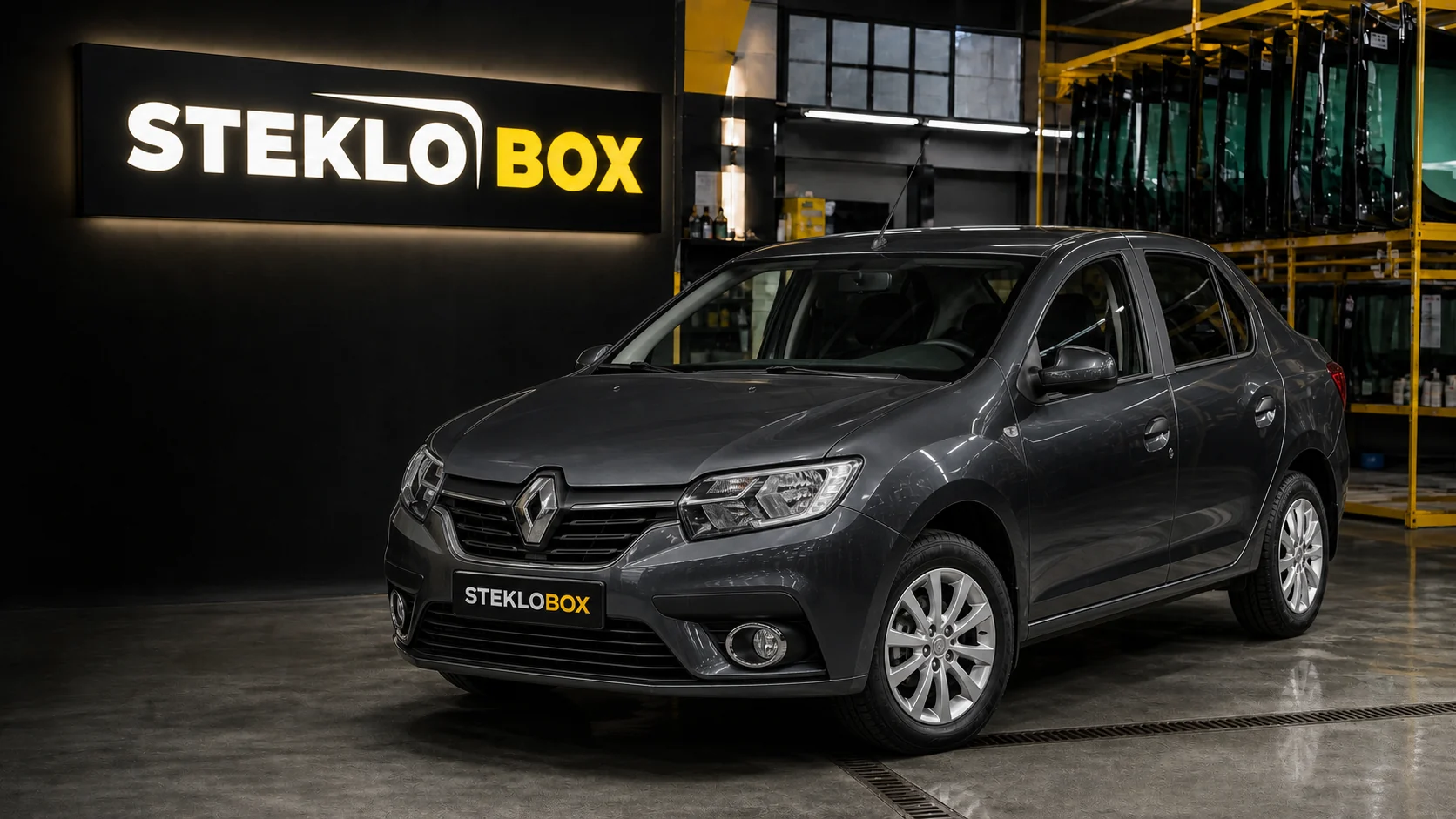 Renault Logan II в установочном центре STEKLOBOX