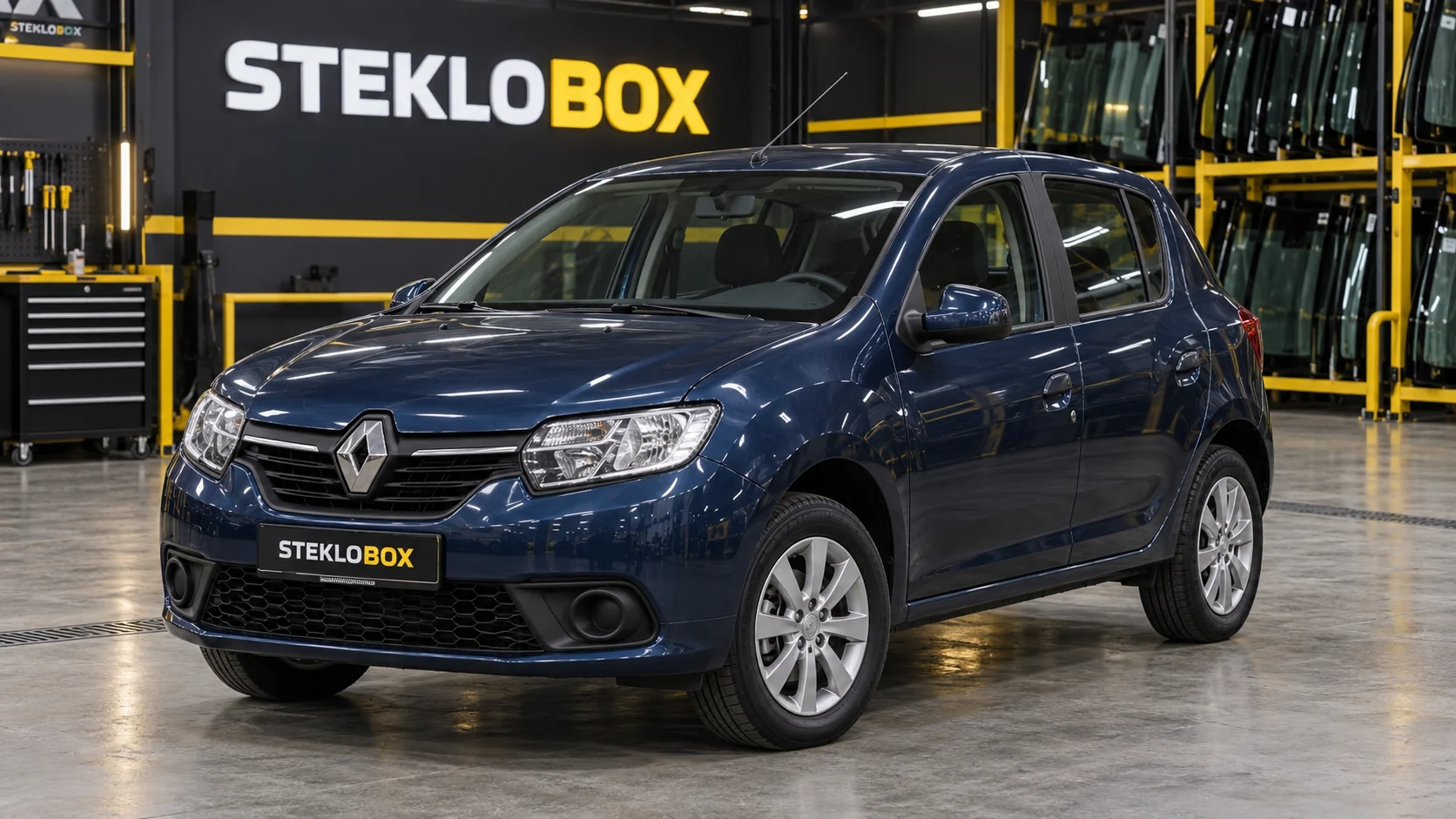 Renault Sandero II в установочном центре STEKLOBOX