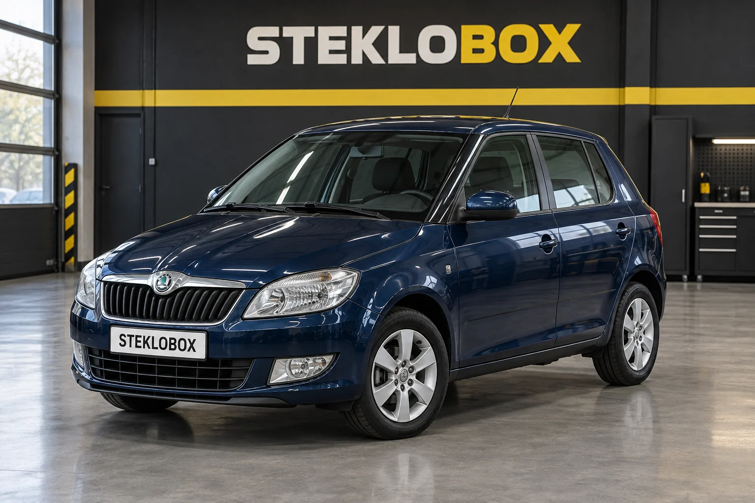 Skoda Fabia II в установочном центре STEKLOBOX