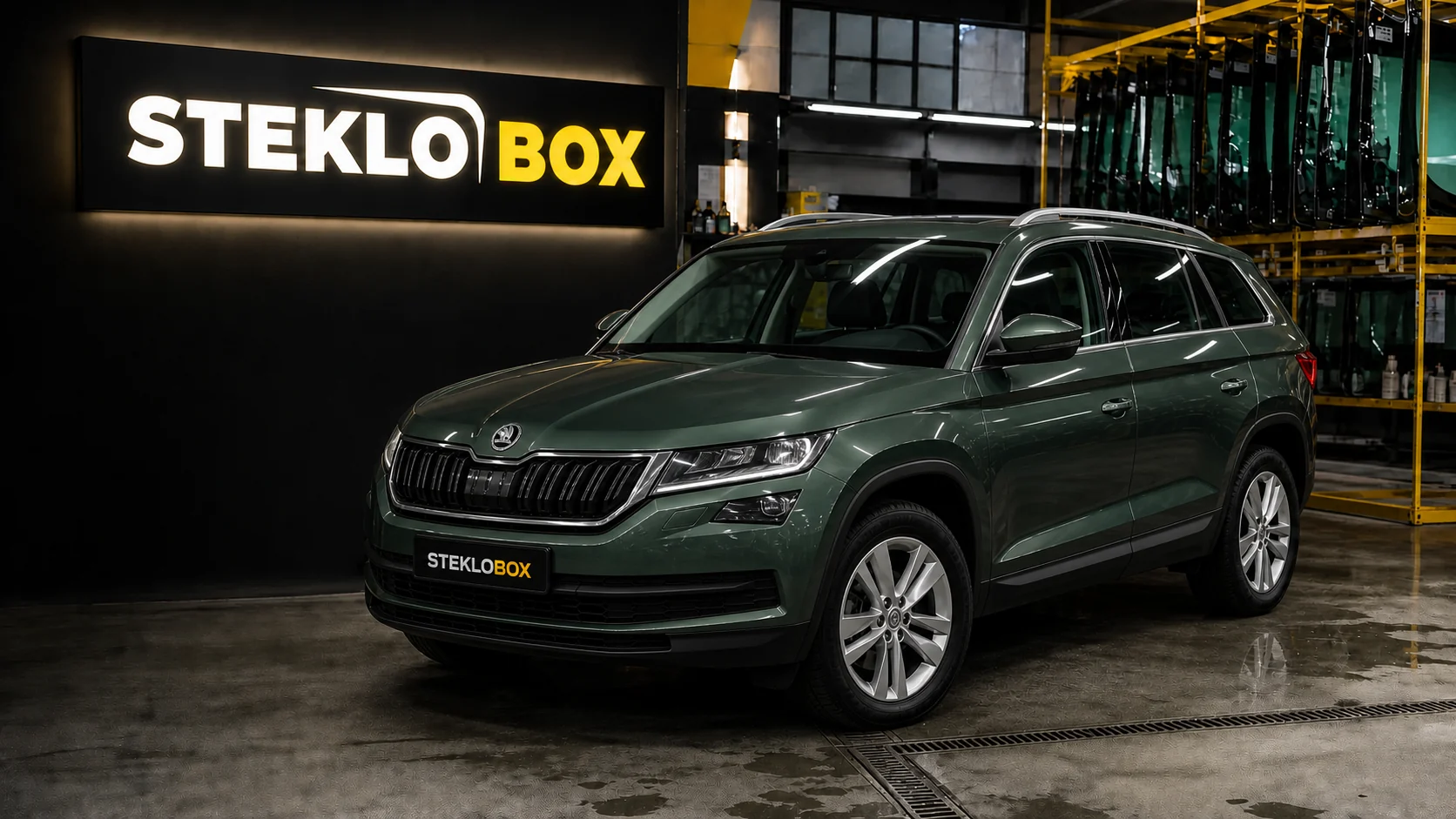 Skoda Kodiaq I в установочном центре STEKLOBOX