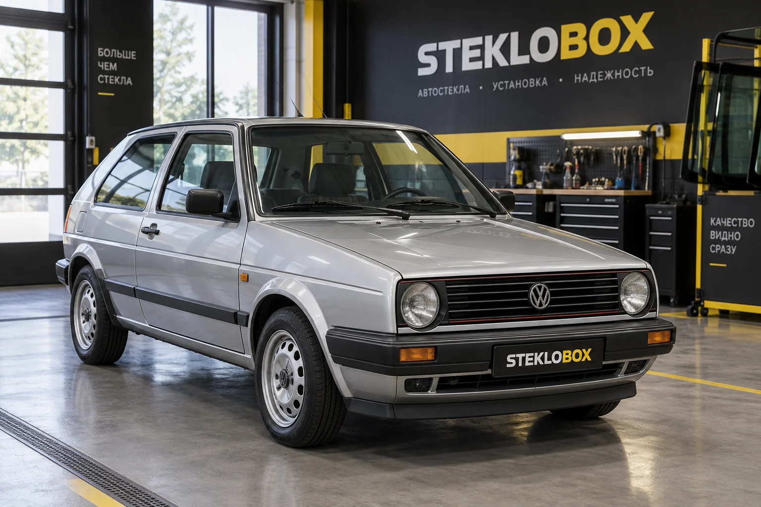 Volkswagen Golf II в установочном центре STEKLOBOX