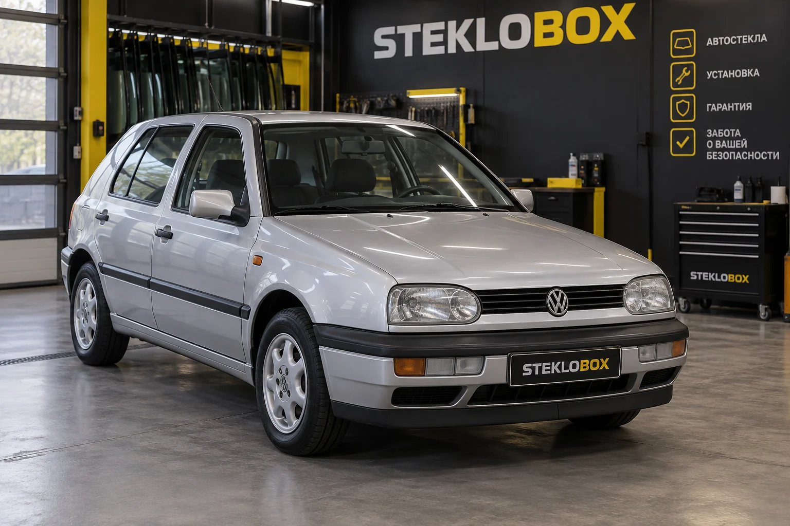 Volkswagen Golf III в установочном центре STEKLOBOX