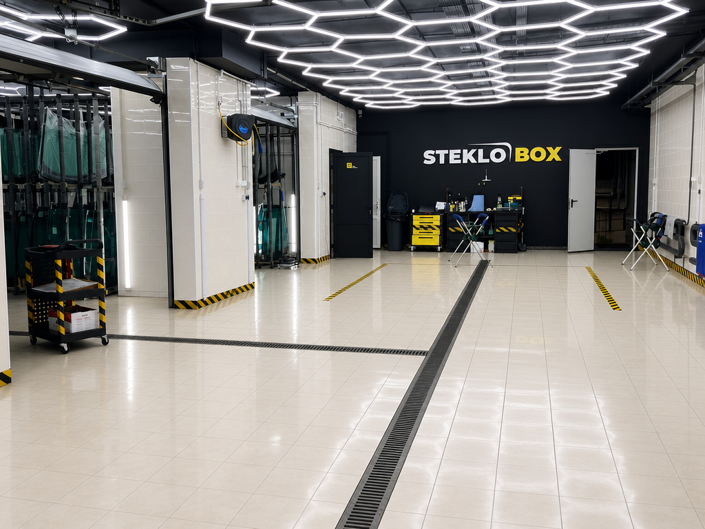 Рабочая зона центра STEKLOBOX Юго-Запад