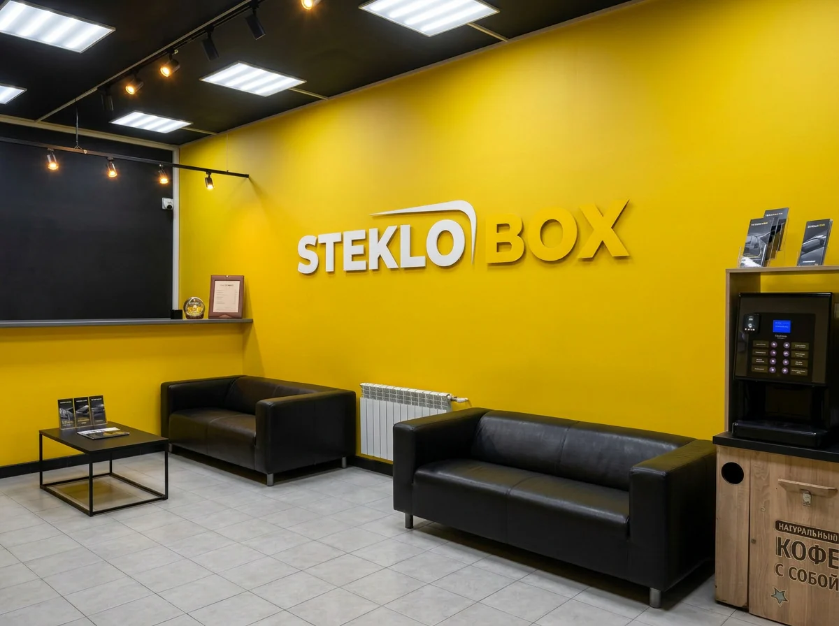 Клиентская зона STEKLOBOX Строгино с диванами